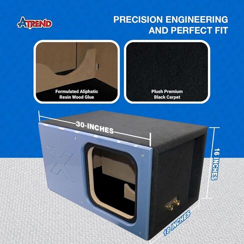 Atrend 12" Kicker Solo X Subwoofer Enclosure - USA Made Premium 1" MDF Construction - Custom Face Plate with Carbon Fiber Pattern - Bracings for Stability - Heavy Duty - Black in Saudi Arabia
