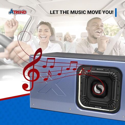 Atrend 12" Kicker Solo X Subwoofer Enclosure - USA Made Premium 1" MDF Construction - Custom Face Plate with Carbon Fiber Pattern - Bracings for Stability - Heavy Duty - Black in Saudi Arabia