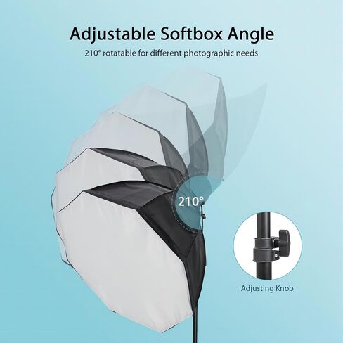 Equivalent Softbox Lighting Kit, 2 Pcs 135W Long Life Bulb and Octagonal Single Light Boxes, with Durable Stand Tripod, Adjustable Softbox, Photography Lighting Kit, Photo Studio Equipment in Saudi Arabia
