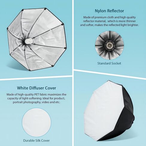 Equivalent Softbox Lighting Kit, 2 Pcs 135W Long Life Bulb and Octagonal Single Light Boxes, with Durable Stand Tripod, Adjustable Softbox, Photography Lighting Kit, Photo Studio Equipment in Saudi Arabia