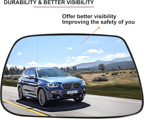 استبدال زجاج مرآة ساخن من جانب الركاب الجديد لسيارة جيب جراند شيروكي 2005-2010 - زجاج مرآة محدب ساخن مع حامل خلفي، استبدل 5142874AA in Kuwait