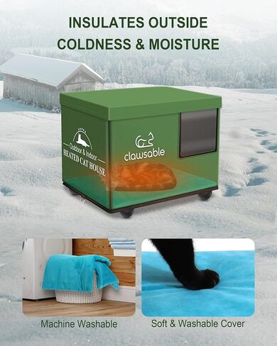 Clawsable Indestructible Outdoor Cat House for Cats in Winter & Summer, Extremely Waterproof, Insulated & Elevated Outside Feral Cat House Shelter for Stray Barn Cat (Elevated, Small Cuboid) in Saudi Arabia