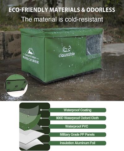 Clawsable Indestructible Outdoor Cat House for Cats in Winter & Summer, Extremely Waterproof, Insulated & Elevated Outside Feral Cat House Shelter for Stray Barn Cat (Elevated, Small Cuboid) in Saudi Arabia
