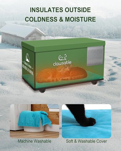 Clawsable Indestructible Outdoor Cat House for Cats in Winter & Summer, Extremely Waterproof, Insulated & Elevated Outside Feral Cat House Shelter for Stray Barn Cat (Elevated, Small Cuboid) in Saudi Arabia