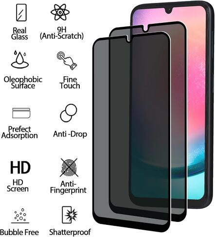 2 Pack for Samsung Galaxy A54 5G Privacy Screen Protector [9H Hardness] HD [Black] Dark Anti Spy Private Tempered Glass Film for Samsung Galaxy A54 5G in Kuwait