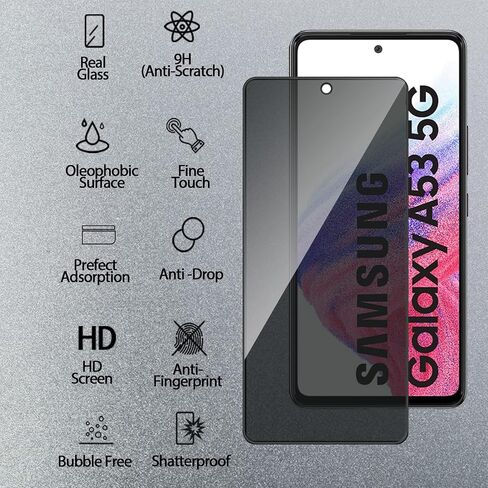 2 Pack for Samsung Galaxy A54 5G Privacy Screen Protector [9H Hardness] HD [Black] Dark Anti Spy Private Tempered Glass Film for Samsung Galaxy A54 5G in Kuwait