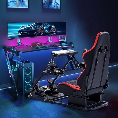 Anman Versatile Flight Sim Stand Pro يناسب Logitech Thrustmaster G29، G920، G923، X52، G PRO، T16000، T248x، T80، T300، قمرة قيادة محاكي تثبيت عجلة السباق، الإلكترونيات غير متضمنة in Kuwait