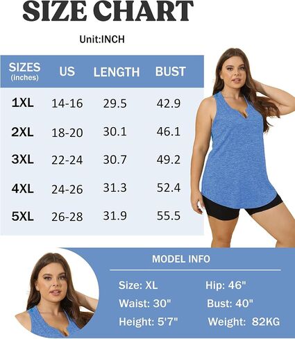 FOREYOND Women' s Plus Size Tank Tops Workout Loose Fit Athletic Tops V Neck Racerback Yoga Gym Shirts Casual Summer in Saudi Arabia