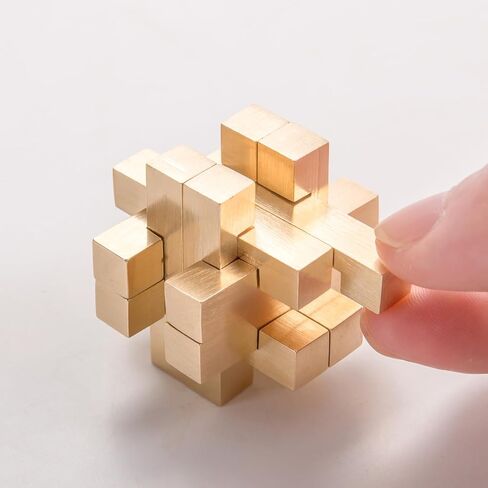 النحاس لوبان قفل لغز مكعب ألعاب الدماغ، الألغاز دعابة الدماغ للأطفال البالغين، ألعاب العقل ثلاثية الأبعاد لغز مكعب، ألعاب المنطق التعليمية سطح المكتب (12 قطعة) in Kuwait