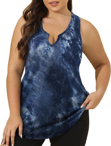 FOREYOND Women' s Plus Size Tank Tops Workout Loose Fit Athletic Tops V Neck Racerback Yoga Gym Shirts Casual Summer in Saudi Arabia