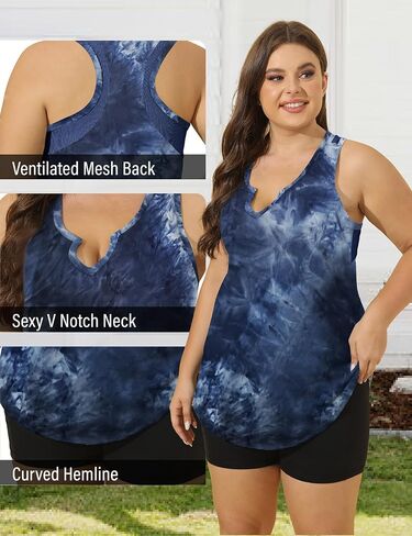 FOREYOND Women' s Plus Size Tank Tops Workout Loose Fit Athletic Tops V Neck Racerback Yoga Gym Shirts Casual Summer in Saudi Arabia