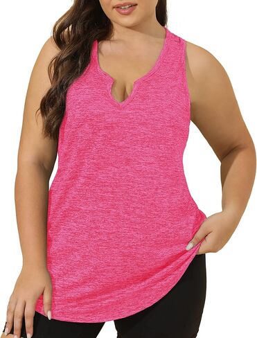 FOREYOND قمصان بدون أكمام للتمرين بمقاس كبير للنساء برقبة على شكل حرف V بدون أكمام، قمصان لليوجا والجيم in Kuwait