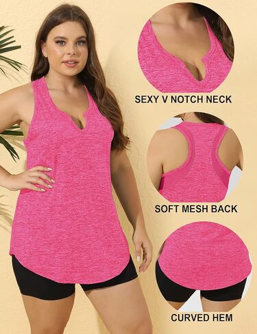 FOREYOND قمصان بدون أكمام للتمرين بمقاس كبير للنساء برقبة على شكل حرف V بدون أكمام، قمصان لليوجا والجيم in Kuwait