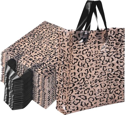 Tudomro 150 Pcs Leopard Print Boutique Bags with Handles Plastic Merchandise Bags for Small Business Shopping Bags Large Brown Reusable Gift Bags Bulk for Party Retail Stores 11.81 x 14.57 x 3.15 Inch in Saudi Arabia