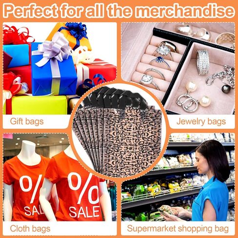 Tudomro 150 Pcs Leopard Print Boutique Bags with Handles Plastic Merchandise Bags for Small Business Shopping Bags Large Brown Reusable Gift Bags Bulk for Party Retail Stores 11.81 x 14.57 x 3.15 Inch in Saudi Arabia