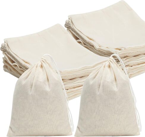 FOCCIUP 50 Pcs 10x12 Inches Cotton Drawstring Bags Reusable Muslin Cotton Bags Sachet Bag Jewelry Pouch for Party Wedding Home Supplies in Saudi Arabia