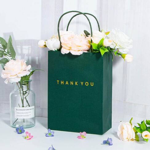 driew Navy Blue Thank You Bags 50 Pack, 5.9 x 3.1 x 8.3'' Navy Blue Thank You Gift Bags Paper Bags with Handles for Retail, Wedding,Party, Shopping in Saudi Arabia
