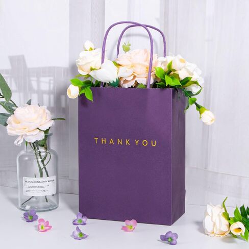 driew Navy Blue Thank You Bags 50 Pack, 5.9 x 3.1 x 8.3'' Navy Blue Thank You Gift Bags Paper Bags with Handles for Retail, Wedding,Party, Shopping in Kuwait