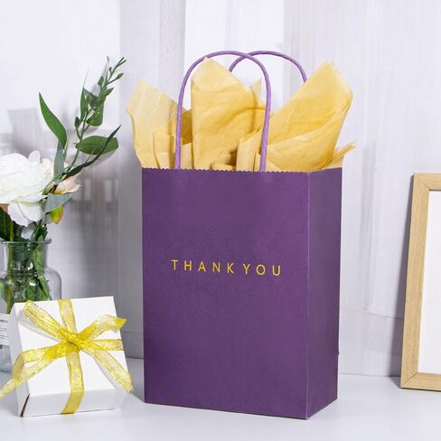 driew Navy Blue Thank You Bags 50 Pack, 5.9 x 3.1 x 8.3'' Navy Blue Thank You Gift Bags Paper Bags with Handles for Retail, Wedding,Party, Shopping in Kuwait