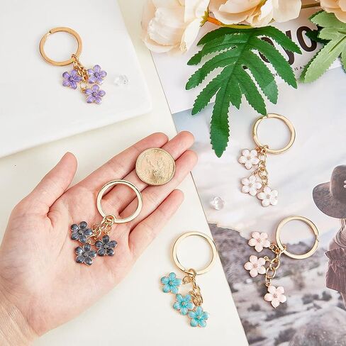 DICOSMETIC Multi-colored Flower Keychains Cute Enamel Key Rings with Dangle Charms for Women Girls Purse Bag Decoration in Saudi Arabia