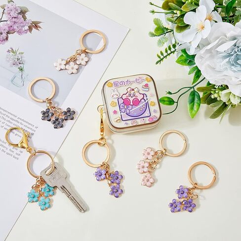 DICOSMETIC Multi-colored Flower Keychains Cute Enamel Key Rings with Dangle Charms for Women Girls Purse Bag Decoration in Saudi Arabia