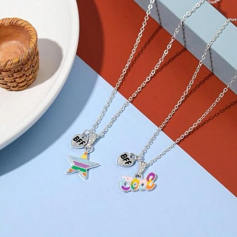 قلادة الصداقة BFF قلادة للفتيات 2/3/4 أفضل صديق قلادة الأخت قلادة الحب القلب قلادة قلادة هدايا عيد ميلاد الأخت للأصدقاء Bestie in Kuwait