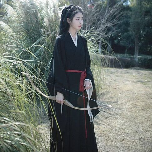 Women's Chinese Traditional Ancient Han Dynasty Hanfu Costume with Belt Halloween Party Long Robe Outfit in Saudi Arabia