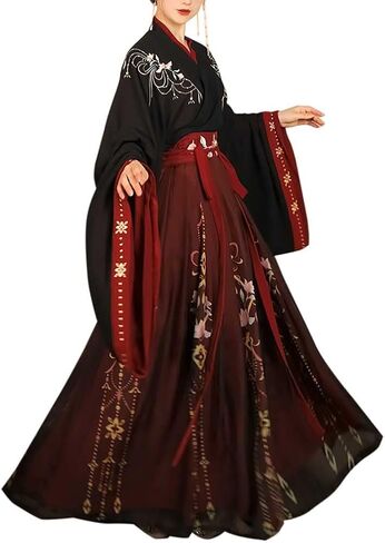 Women's Chinese Traditional Ancient Han Dynasty Hanfu Costume with Belt Halloween Party Long Robe Outfit in Saudi Arabia
