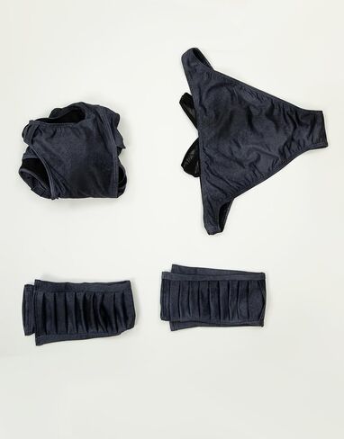 MEOWCOS Future Dystopian Wasteland Style Black Grey Swimsuit Straps Top and Triangle Bikini Bottoms with Arm Sleeves in Saudi Arabia