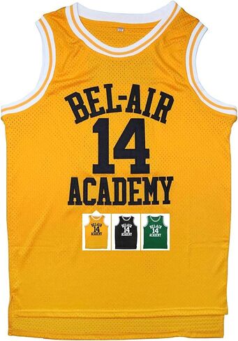 Aolapo Bel Air Jersey #14 قمصان كرة السلة S-XXXL (as1، Alpha، s، عادي، عادي، أصفر) in Saudi Arabia