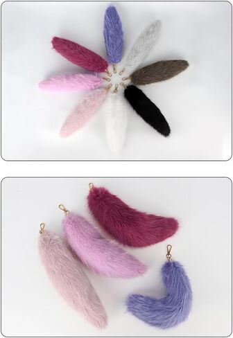 Plush Tail Keychain Furry Tail Pendant Keychain Decoration Fluffy Fur Tail Plush Keychain in Saudi Arabia