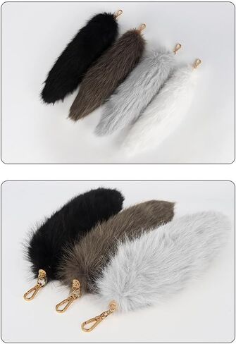 Plush Tail Keychain Furry Tail Pendant Keychain Decoration Fluffy Fur Tail Plush Keychain in Saudi Arabia