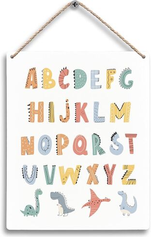 Dinosaur Nursery ABC Alphabet Hanging Wooden Signs 8x10, Dinosaur Alphabet Toddler Boy Nursery Wall Decor, Dinosaur Nursery Decor, Dinosaur Dino Room Decor Gifts for Boys Girls Toddlers in Saudi Arabia