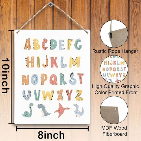 Dinosaur Nursery ABC Alphabet Hanging Wooden Signs 8x10, Dinosaur Alphabet Toddler Boy Nursery Wall Decor, Dinosaur Nursery Decor, Dinosaur Dino Room Decor Gifts for Boys Girls Toddlers in Saudi Arabia