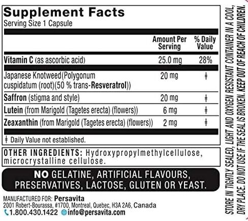 Saffron 2020-PRO Supplement with Saffron, Resveratrol, Zeaxanthin and Lutein- 90 Vegetarian Capsules in Saudi Arabia