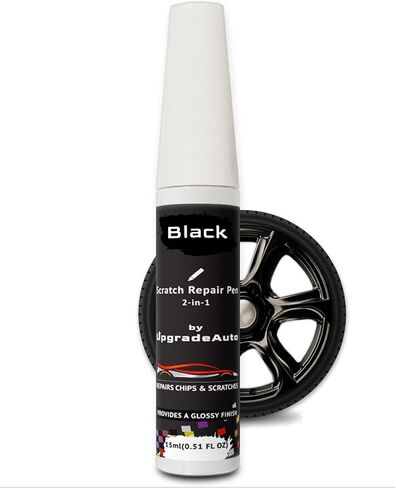 طلاء لمسات نهائية باللون الأسود اللامع، قلم إصلاح الخدوش للعجلات، إصلاح رقائق طلاء الحواف، مزيل خدوش أسود للسيارات، طلاء على مرحلة واحدة، لون عميق ولامع in Kuwait