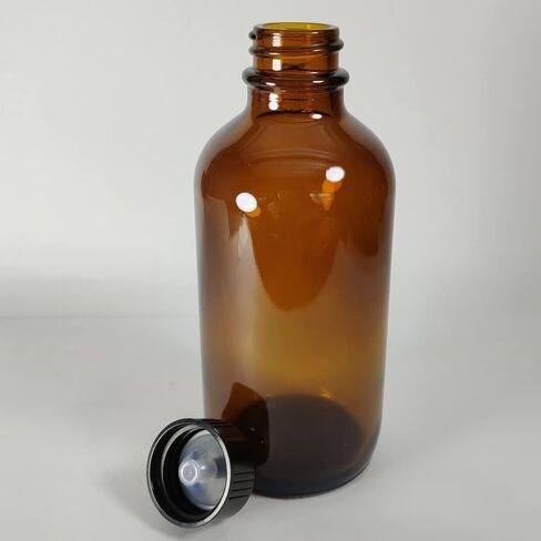 12Pack 4oz (120ml) Boston Glass Bottles. Essential Oil Bottle With Black Poly Cone Lids. For Potion,Juice,Ginger Shots,Oils, Whiskey,Perfume,Aromatherapy,Lab Refillable Sample Vials (Amber) in Saudi Arabia