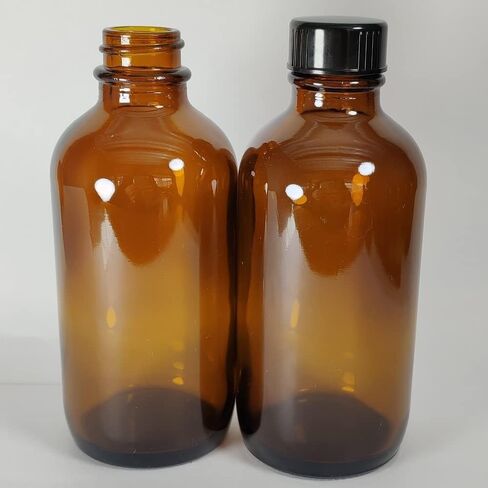 12Pack 4oz (120ml) Boston Glass Bottles. Essential Oil Bottle With Black Poly Cone Lids. For Potion,Juice,Ginger Shots,Oils, Whiskey,Perfume,Aromatherapy,Lab Refillable Sample Vials (Amber) in Saudi Arabia