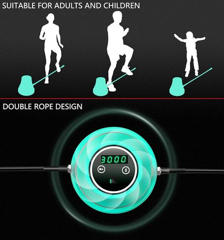 Dcmary Jump Rope Machine, Rechargeable Fitness Jump Ropes, Jumping Rope with Counter, 1-10 Speed Level Exercise Skipping Rope with Remote Control for Kids Women Men in Saudi Arabia