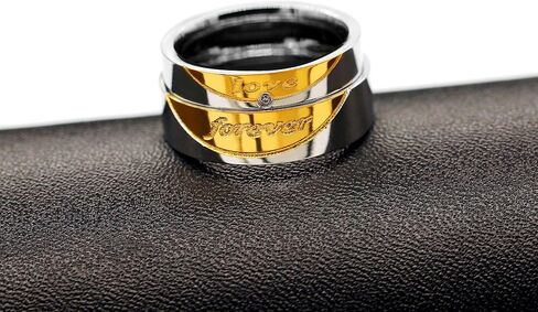 Uloveido A Pair of Titanium Gold Forever Love Double Couples Promise Rings 6mm Men and 5mm Women Wedding Bands Set Gift CR058 in Saudi Arabia