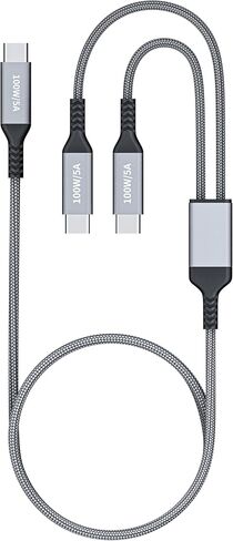 100W 2-in-1 USB-C Cable 4FT, Dual Outputs 5A Fast Charging, Splitter Multi USB Type C Charge for MacBook Air, iPhone 15 Plus/Pro Max, iPad Pro, Samsung Galaxy S24 S23 S22, Tab S9, Lenovo, Dell Laptop in Saudi Arabia