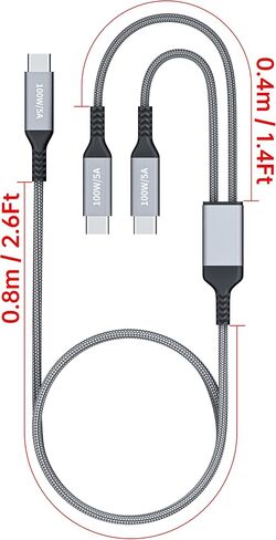 100W 2-in-1 USB-C Cable 4FT, Dual Outputs 5A Fast Charging, Splitter Multi USB Type C Charge for MacBook Air, iPhone 15 Plus/Pro Max, iPad Pro, Samsung Galaxy S24 S23 S22, Tab S9, Lenovo, Dell Laptop in Saudi Arabia