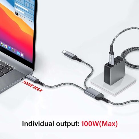 100W 2-in-1 USB-C Cable 4FT, Dual Outputs 5A Fast Charging, Splitter Multi USB Type C Charge for MacBook Air, iPhone 15 Plus/Pro Max, iPad Pro, Samsung Galaxy S24 S23 S22, Tab S9, Lenovo, Dell Laptop in Saudi Arabia