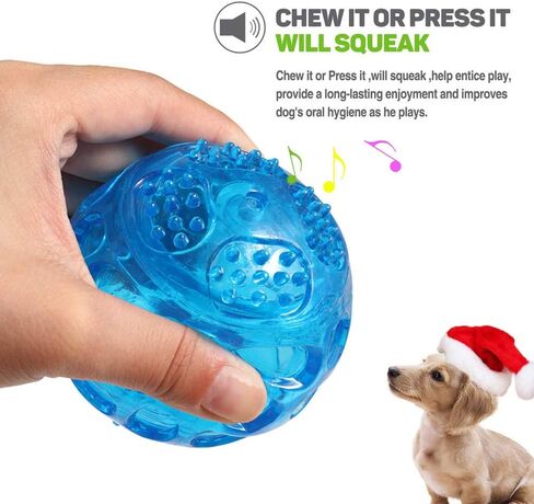 Dog Squeaky Ball, Pet Squeak Chew Bouncy Rubber Toy Balls for Small Large Dogs Indestructible Exercise Training Playing (3 Balls) in Saudi Arabia