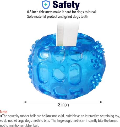 Dog Squeaky Ball, Pet Squeak Chew Bouncy Rubber Toy Balls for Small Large Dogs Indestructible Exercise Training Playing (3 Balls) in Saudi Arabia