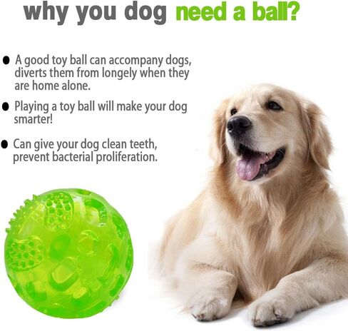 Dog Squeaky Ball, Pet Squeak Chew Bouncy Rubber Toy Balls for Small Large Dogs Indestructible Exercise Training Playing (3 Balls) in Saudi Arabia