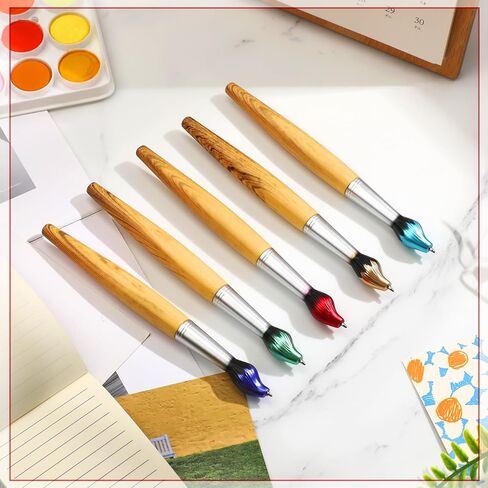 50 Pcs Bamboo Brush Shape Ballpoint Pen Retractable Paintbrush Pens Paint Brush Shaped Novelty Pens Art Teacher Gifts Paintbrush Ink Pens for Art Activity School Stationery Halloween, 5 Colors in Saudi Arabia