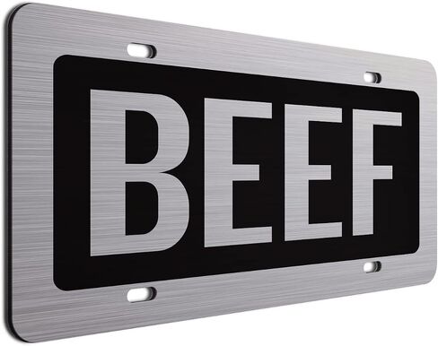 Baby Blue Beef License Plate Brushed Aluminum ACM Car Tag - Available in Several Colors. Perfect for Cattle Farmers in Saudi Arabia