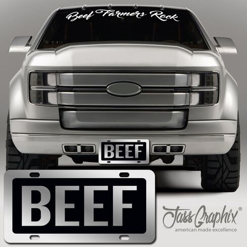 Baby Blue Beef License Plate Brushed Aluminum ACM Car Tag - Available in Several Colors. Perfect for Cattle Farmers in Saudi Arabia
