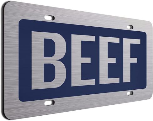 Baby Blue Beef License Plate Brushed Aluminum ACM Car Tag - Available in Several Colors. Perfect for Cattle Farmers in Saudi Arabia